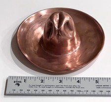 Vintage Fred Harvey Style Copper Cowboy Hat Sombrero Ashtray Trinket Tray