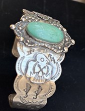 Vintage Fred Harvey Era Navajo Sterling Silver  Turquoise Cuff Bracelet - Additional view 1