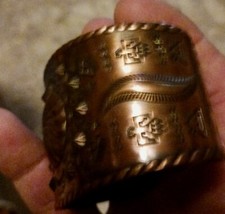 **OLD NATIVE AMERICAN NAVAJO FRED HARVEY ERA COPPER CUFF REALLY FINE!!*** - Additional view 1