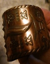 **OLD NATIVE AMERICAN NAVAJO FRED HARVEY ERA COPPER CUFF REALLY FINE!!*** - Additional view 2