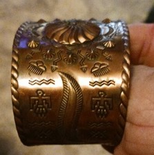 **OLD NATIVE AMERICAN NAVAJO FRED HARVEY ERA COPPER CUFF REALLY FINE!!*** - Additional view 4