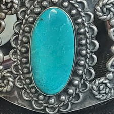 Vintage Size 7 Fred Harvey Era Sterling Turquoise Cuff Gorgeous Craftsmanship - Additional view 4