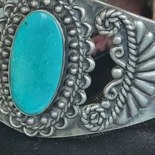 Vintage Size 7 Fred Harvey Era Sterling Turquoise Cuff Gorgeous Craftsmanship - Additional view 5
