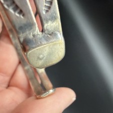 VTG FRED HARVEY ERA GREEN TURQUOISE THUNDERBIRD STERLING SILVER CUFF BRACELET - Additional view 11