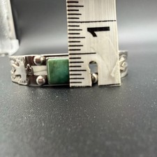 VTG FRED HARVEY ERA GREEN TURQUOISE THUNDERBIRD STERLING SILVER CUFF BRACELET - Additional view 14