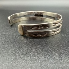 VTG FRED HARVEY ERA GREEN TURQUOISE THUNDERBIRD STERLING SILVER CUFF BRACELET - Additional view 3