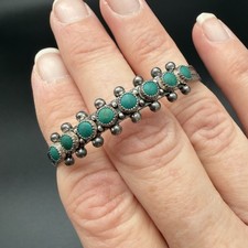 VTG FRED HARVEY ERA TURQUOISE ZUNI SNAKE EYE STERLING CUFF BRACELET SMALL 5 3/8” - Additional view 11