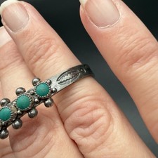 VTG FRED HARVEY ERA TURQUOISE ZUNI SNAKE EYE STERLING CUFF BRACELET SMALL 5 3/8” - Additional view 12