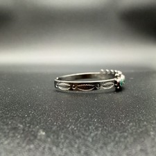 VTG FRED HARVEY ERA TURQUOISE ZUNI SNAKE EYE STERLING CUFF BRACELET SMALL 5 3/8” - Additional view 3