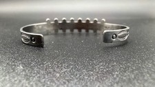 VTG FRED HARVEY ERA TURQUOISE ZUNI SNAKE EYE STERLING CUFF BRACELET SMALL 5 3/8” - Additional view 4