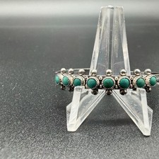 VTG FRED HARVEY ERA TURQUOISE ZUNI SNAKE EYE STERLING CUFF BRACELET SMALL 5 3/8” - Additional view 10