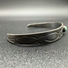 VTG FRED HARVEY ERA TURQUOISE STERLING CUFF BRACELET BABY/ CHILD Small 5 1/8” - Additional view 3