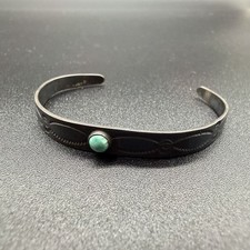 VTG FRED HARVEY ERA TURQUOISE STERLING CUFF BRACELET BABY/ CHILD Small 5 1/8” - Additional view 8