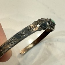 OLD Sterling 925 Bell Trading Post Fred Harvey Era Style Turquoise Cuff Bracelet - Additional view 1