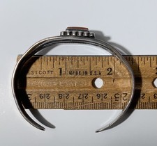 NAVAJO SILVER STAMPWORK & PETRIFIED WOOD BRACELET Vintage FRED HARVEY - Additional view 3