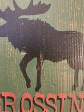VINTAGE MOOSE CROSSING YELLOWSTONE NATIONAL PARK WOODEN PLAQUE SIGN Fred Harvey - Additional view 1