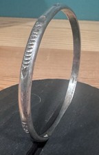 Vintage Coin Silver Stamped Pattern Bangle Bracelet - Fred Harvey Era - Additional view 5