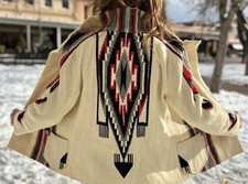 Vintage 30s 40s Fred Harvey Chimayo Jacket Blanket Coat Southwest Rockabilly - Additional view 4