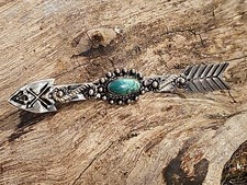 HURRY! Fred Harvey Era Coin Silver Thunderbird Arrow Tribal Brooch Pin Pendant