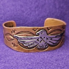 Vintage Heavy 41g Copper Sterling Silver Cuff Bracelet Fred Harvey Era 7.25