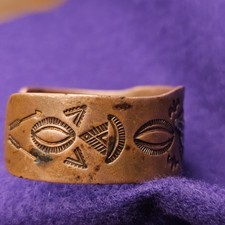 Vintage Heavy 41g Copper Sterling Silver Cuff Bracelet Fred Harvey Era 7.25