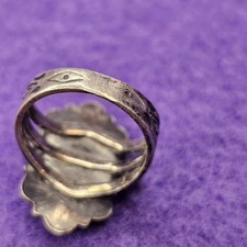 Vintage Fred Harvey Era Sterling Silver Green Turquoise Ring Size 5 Triple Shank - Additional view 18