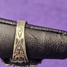 Vintage Fred Harvey Era Sterling Silver Green Turquoise Ring Size 5 Triple Shank - Additional view 9