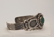 Fred Harvey Era Sterling Silver Cuff Bracelet Turquoise naja paws Arrows 25.7 g - Additional view 4