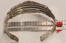 Fred Harvey Era Sterling Silver Cuff Bracelet Turquoise naja paws Arrows 25.7 g - Additional view 7