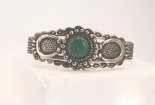 Fred Harvey Era Sterling Silver Cuff Bracelet Turquoise naja paws Arrows 25.7 g