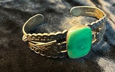 NAVAJO Fred Harvey Era STERLING & GREEN TURQUOISE Arrowheads, Horseshoes - Additional view 1