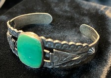 NAVAJO Fred Harvey Era STERLING & GREEN TURQUOISE Arrowheads, Horseshoes - Additional view 2