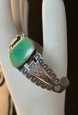 NAVAJO Fred Harvey Era STERLING & GREEN TURQUOISE Arrowheads, Horseshoes - Additional view 3