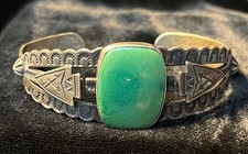 NAVAJO Fred Harvey Era STERLING & GREEN TURQUOISE Arrowheads, Horseshoes