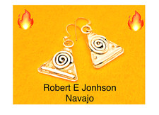 🔥Robert Jonhson 1950s Fred Harvey Native American STERLING SILVER earrings dang - Additional view 2