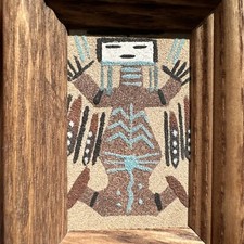 Vintage FRED HARVEY Trading Company SAND PAINTING natural Kachina 1950s wood - Additional view 1
