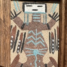 Vintage FRED HARVEY Trading Company SAND PAINTING natural Kachina 1950s wood - Additional view 2