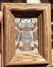 Vintage FRED HARVEY Trading Company SAND PAINTING natural Kachina 1950s wood
