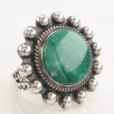 Fred Harvey Era Turquoise Circle Sun Sterling Silver Ring Size 4 3/4