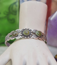 Vintage Navajo Fred Harvey Coin Silver Green Turquoise Cuff Bracelet - Additional view 9