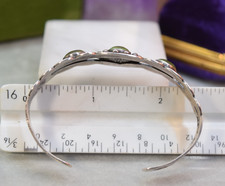 Vintage Navajo Fred Harvey Coin Silver Green Turquoise Cuff Bracelet - Additional view 10