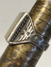42 Large Sterling Mother Of Pearl Thunderbird Ring Size 11 1/2 Fred Harvey Style - Additional view 14
