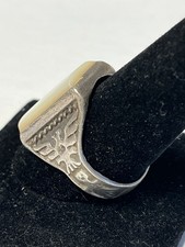 42 Large Sterling Mother Of Pearl Thunderbird Ring Size 11 1/2 Fred Harvey Style - Additional view 3