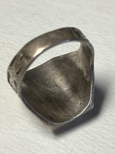 42 Large Sterling Mother Of Pearl Thunderbird Ring Size 11 1/2 Fred Harvey Style - Additional view 8