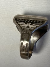 42 Large Sterling Mother Of Pearl Thunderbird Ring Size 11 1/2 Fred Harvey Style - Additional view 9