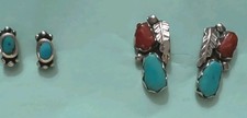 Lot 10 Pieces 1940s FRED HARVEY Turquoise & Silver Bracelets Earrings Ring WWII - Additional view 19