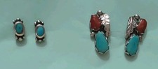 Lot 10 Pieces 1940s FRED HARVEY Turquoise & Silver Bracelets Earrings Ring WWII - Additional view 20