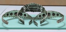 Lot 10 Pieces 1940s FRED HARVEY Turquoise & Silver Bracelets Earrings Ring WWII - Additional view 5