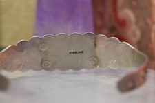 Vintage Navajo Sterling Fred Harvey Green Turquoise Cuff Bracelet As Is - Additional view 6