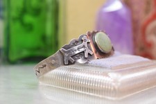 Vintage Navajo Sterling Fred Harvey Green Turquoise Cuff Bracelet As Is - Additional view 8